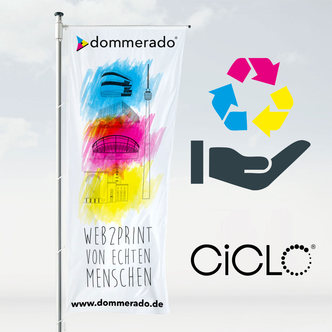 Fahnen aus recyceltem Material mit CiCLO®-Technologie